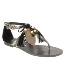 Leaves and beads and tassels. Oh my! Chinese Laundry's Ginger Snap flat sandals have got it going on. Leaves and beads and tassels. Oh my! Chinese Laundry's Ginger Snap flat sandals have got it going on.
