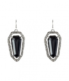 Both glamorous and statement-making, Alexis Bittars crystal encrusted shield earrings are an easy way to add a luxe edge to your outfit - Tonal silver crystals, black stone, rhodium-toned brass wire backs - For pierced ears - Wear with swept up hair and a bright cocktail dress for a fantastically ladylike look