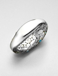 Capture a piece of spring's clear blue sky with blue topaz and aquamarine set in sterling silver. Swiss blue topazMilky aquamarineSterling silverDiameter, about 2.36Hinged closureMade in Bali Capture a piece of spring's clear blue sky with blue topaz and aquamarine set in sterling silver. Swiss blue topazMilky aquamarineSterling silverDiameter, about 2.36Hinged closureMade in Bali
