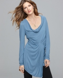A soft drape, courtesy of delicate pintucked pleats, and an asymmetrical hem give this RXB tunic plenty of flair! Perfect for pairing with leggings or skinny jeans, too. A soft drape, courtesy of delicate pintucked pleats, and an asymmetrical hem give this RXB tunic plenty of flair! Perfect for pairing with leggings or skinny jeans, too.
