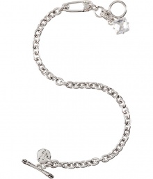 Add a glamorous finishing touch to your look with this delicate crystal embellished bracelet from L.A. label Juicy Couture - Thin silver-toned brass chain with safety pin, logo charm and crystal embellishment - Pair with a casual cocktail look or an elevated jeans-and-tee combo Add a glamorous finishing touch to your look with this delicate crystal embellished bracelet from L.A. label Juicy Couture - Thin silver-toned brass chain with safety pin, logo charm and crystal embellishment - Pair with a casual cocktail look or an elevated jeans-and-tee combo