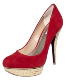 Architectural goodness. RACHEL Rachel Roy's Kalyssa platform pumps are brightly colored with a sculptured pattern all over the platform and heel. Architectural goodness. RACHEL Rachel Roy's Kalyssa platform pumps are brightly colored with a sculptured pattern all over the platform and heel.