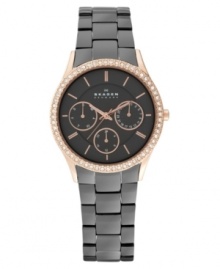 Elegant yet bold design complemented with rosy hues and Swarovski shine: a multi-functional timepiece from Skagen Denmark.