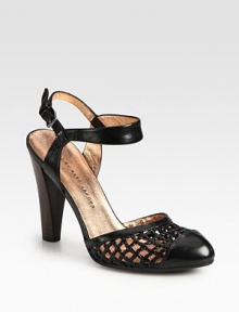 Mesh-like woven leather style with a stacked heel and an adjustable slingback strap. Stacked heel, 4 (100mm)Leather upperLeather liningRubber solePadded insoleImportedOUR FIT MODEL RECOMMENDS ordering one half size up as this style runs small. Mesh-like woven leather style with a stacked heel and an adjustable slingback strap. Stacked heel, 4 (100mm)Leather upperLeather liningRubber solePadded insoleImportedOUR FIT MODEL RECOMMENDS ordering one half size up as this style runs small.