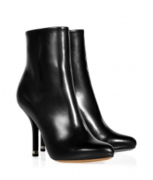 Exquisitely styled with a sleek, streamlined finish, Givenchys jet back leather ankle boots guarantee a flawless polish to your look - Softly pointed toe, hidden inside zip, stiletto heel with metal insert - Pair with minimalist separates and ultra luxe outerwear Exquisitely styled with a sleek, streamlined finish, Givenchys jet back leather ankle boots guarantee a flawless polish to your look - Softly pointed toe, hidden inside zip, stiletto heel with metal insert - Pair with minimalist separates and ultra luxe outerwear