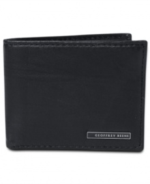 Want to flip open your wallet and show off your house, your car, or your kids? This bifold wallet from Geoffrey Beene holds four wallet-size photos over and above its four credit card pockets and flip-up ID case. Want to flip open your wallet and show off your house, your car, or your kids? This bifold wallet from Geoffrey Beene holds four wallet-size photos over and above its four credit card pockets and flip-up ID case.