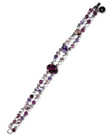 A stunning addition to your evening wear, this double-row bracelet from Givenchy features tanzanite, amethyst and light amethyst accents. Crafted in light hematite tone mixed metal. Approximate length: 7-1/4 inches. A stunning addition to your evening wear, this double-row bracelet from Givenchy features tanzanite, amethyst and light amethyst accents. Crafted in light hematite tone mixed metal. Approximate length: 7-1/4 inches.