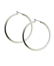 Must-have hoops with a little extra edge. GUESS style features a squared edge hoop in polished gold tone mixed metal. Approximate diameter: 1-1/2 inches. Must-have hoops with a little extra edge. GUESS style features a squared edge hoop in polished gold tone mixed metal. Approximate diameter: 1-1/2 inches.