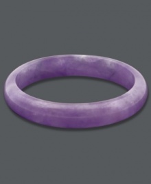 Add flourish to your look with a pop of brilliant purple color. This solid jade bangle (10-1/2-13 mm) comes in a vibrant lavender hue and slips effortlessly over the wrist. Approximate diameter: 3 inches. Add flourish to your look with a pop of brilliant purple color. This solid jade bangle (10-1/2-13 mm) comes in a vibrant lavender hue and slips effortlessly over the wrist. Approximate diameter: 3 inches.