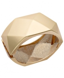 The golden touch. This versatile style by INC International Concepts takes your look to a whole new level with its chic, diamond-cut design and effortless slip-on hinge clasp. Crafted from gold-plated mixed metal. Approximate diameter: 2-1/5 inches. The golden touch. This versatile style by INC International Concepts takes your look to a whole new level with its chic, diamond-cut design and effortless slip-on hinge clasp. Crafted from gold-plated mixed metal. Approximate diameter: 2-1/5 inches.