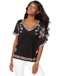 INC's flowing top with embroidery adds eye-catching detail to any outfit. Pair it with skinny-fit bottoms for a well-balanced look. INC's flowing top with embroidery adds eye-catching detail to any outfit. Pair it with skinny-fit bottoms for a well-balanced look.