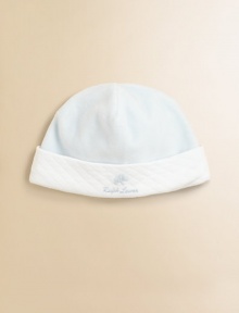 An adorable hat is rendered in ultra-soft velour and accented with a quilted brim.Seamed crown with fold-over brimCottonMachine washImported An adorable hat is rendered in ultra-soft velour and accented with a quilted brim.Seamed crown with fold-over brimCottonMachine washImported