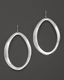 Large oval hoop earrings in sterling silver with a subtle wavelike effect. Designed by Ippolita. Large oval hoop earrings in sterling silver with a subtle wavelike effect. Designed by Ippolita.