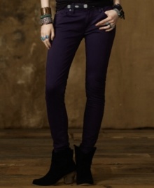 A unique color and light fading exude a stylish yet rugged quality on Denim & Supply Ralph Lauren's skinny-fitting jean. A unique color and light fading exude a stylish yet rugged quality on Denim & Supply Ralph Lauren's skinny-fitting jean.