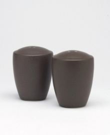 Crafted from versatile stoneware, this salt & pepper set is perfect for casual dining and elegant entertaining. The deep chocolate brown color enriches any tabletop while the classic shape makes this set a practical choice.