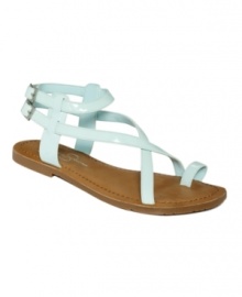 Strap on summer style. The Darren sandals from Jessica Simpson is a gladiator-inspired design with double buckles for added appeal. Strap on summer style. The Darren sandals from Jessica Simpson is a gladiator-inspired design with double buckles for added appeal.