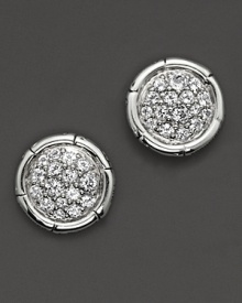 Sterling silver, jointed like a bamboo stalk, circles glittering pavé white topaz gems. Sterling silver, jointed like a bamboo stalk, circles glittering pavé white topaz gems.