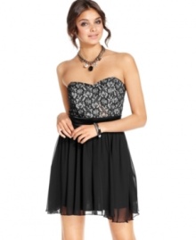 Flirty yet elegant, this dress from Trixxi leaves a striking impression with its lace bodice and wispy chiffon skirt! Flirty yet elegant, this dress from Trixxi leaves a striking impression with its lace bodice and wispy chiffon skirt!