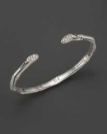 Glittering white sapphire pavé adds stunning beauty to this sterling silver bracelet from the John Hardy Bamboo collection. Glittering white sapphire pavé adds stunning beauty to this sterling silver bracelet from the John Hardy Bamboo collection.