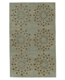 Spin a rapturous new look in your home. This mint-green colored rug presents a fresh take on a classic medallion motif. Plush New Zealand wool is hand-tufted for a distinctively soft texture and hand-finished for exceptional color composition. Spin a rapturous new look in your home. This mint-green colored rug presents a fresh take on a classic medallion motif. Plush New Zealand wool is hand-tufted for a distinctively soft texture and hand-finished for exceptional color composition.