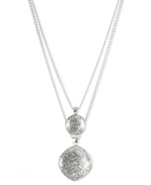 Double your pleasure with this two-row necklace from Kenneth Cole New York. Crafted from silver-tone mixed metal, the necklace features silver-colored glittery accents for a lustrous effect. Item comes packaged in a signature Kenneth Cole New York Gift Box. Approximate length: 16 inches + 3-inch extender. Approximate drop: 2 inches. Double your pleasure with this two-row necklace from Kenneth Cole New York. Crafted from silver-tone mixed metal, the necklace features silver-colored glittery accents for a lustrous effect. Item comes packaged in a signature Kenneth Cole New York Gift Box. Approximate length: 16 inches + 3-inch extender. Approximate drop: 2 inches.