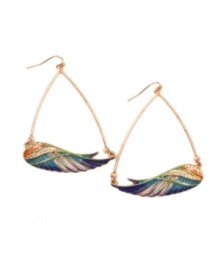 Flight of fancy: Feathers stand out as a key trend in jewelry, and RACHEL Rachel Roy distinctively interprets them in the form of these chic, large-scale hoop earrings. Crafted in rose gold tone mixed metal with glass detailing. Approximate diameter: 1 inch. Flight of fancy: Feathers stand out as a key trend in jewelry, and RACHEL Rachel Roy distinctively interprets them in the form of these chic, large-scale hoop earrings. Crafted in rose gold tone mixed metal with glass detailing. Approximate diameter: 1 inch.