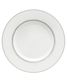 Fresh and cool in crisp white, the Silver Leaf accent salad plate delivers modern style and iconic craftsmanship. Delicate feathered platinum applied using Wedgwood's signature technique shimmers with whimsy on sleek bone china. Fresh and cool in crisp white, the Silver Leaf accent salad plate delivers modern style and iconic craftsmanship. Delicate feathered platinum applied using Wedgwood's signature technique shimmers with whimsy on sleek bone china.