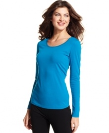 The basic tee gets a glam touch with studs at the neckline, from Ellen Tracy. The basic tee gets a glam touch with studs at the neckline, from Ellen Tracy.