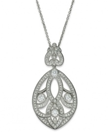 Serious sophistication from Eliot Danori. This pendant necklace shines with crystal accents and cubic zirconias (1 ct. t.w.). Set in rhodium-plated mixed metal. Approximate length: 16 inches + 2-inch extender. Approximate drop: 1-1/2 inches. Serious sophistication from Eliot Danori. This pendant necklace shines with crystal accents and cubic zirconias (1 ct. t.w.). Set in rhodium-plated mixed metal. Approximate length: 16 inches + 2-inch extender. Approximate drop: 1-1/2 inches.