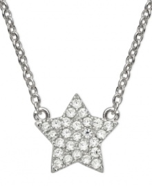 Wish upon a star. CRISLU's children's necklace is embellished with shimmering cubic zirconias (1/8 ct. t.w.) and set in platinum over sterling silver. Approximate length: 13 inches + 1-1/2 inches. Approximate drop: 1/2 inch. Wish upon a star. CRISLU's children's necklace is embellished with shimmering cubic zirconias (1/8 ct. t.w.) and set in platinum over sterling silver. Approximate length: 13 inches + 1-1/2 inches. Approximate drop: 1/2 inch.