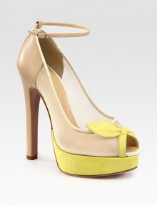 Semi-sheer mesh enhances this leather peep-toe design, topped with an adjustable ankle strap, suede platform and asymmetrical bow. Self-covered heel, 5½ (140mm)Suede platform, 1 (25mm)Compares to a 4½ heel (115mm)Leather, mesh and suede upperLeather lining and solePadded insoleMade in ItalyOUR FIT MODEL RECOMMENDS ordering one half size up as this style runs small. Semi-sheer mesh enhances this leather peep-toe design, topped with an adjustable ankle strap, suede platform and asymmetrical bow. Self-covered heel, 5½ (140mm)Suede platform, 1 (25mm)Compares to a 4½ heel (115mm)Leather, mesh and suede upperLeather lining and solePadded insoleMade in ItalyOUR FIT MODEL RECOMMENDS ordering one half size up as this style runs small.