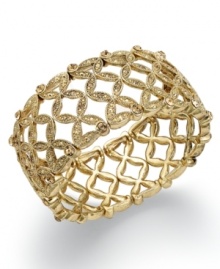 Slip-on style has never been more stylish. This Charter Club basket weave bracelet blends an eye-catching design with topaz-hued glass stones. Bracelet stretches to fit wrist. Crafted in 14k gold-plated mixed metal. Approximate diameter: 2-1/4 inches. Slip-on style has never been more stylish. This Charter Club basket weave bracelet blends an eye-catching design with topaz-hued glass stones. Bracelet stretches to fit wrist. Crafted in 14k gold-plated mixed metal. Approximate diameter: 2-1/4 inches.