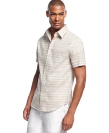 Let the summer sizzle. You'll stay cool and in style with this short-sleeved shirt from Perry Ellis. Let the summer sizzle. You'll stay cool and in style with this short-sleeved shirt from Perry Ellis.