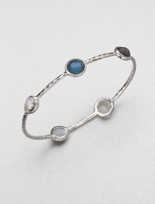 From the Wonderland Collection. Multi-colored doublet stations set in hammered sterling silver. Mother-of-pearl and hand-faceted, clear quartz accented doubletsSterling silverDiameter, about 2.5Slip-on styleImported From the Wonderland Collection. Multi-colored doublet stations set in hammered sterling silver. Mother-of-pearl and hand-faceted, clear quartz accented doubletsSterling silverDiameter, about 2.5Slip-on styleImported