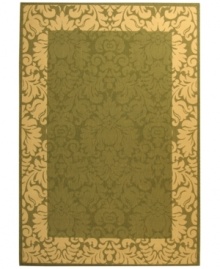 Safavieh takes classic beauty outside of the home with this elegant rug, created with a specially designed sisal weave. In a chic olive hue with natural accents, this beautiful piece makes the most of any outdoor patio, porch or balcony. Safavieh takes classic beauty outside of the home with this elegant rug, created with a specially designed sisal weave. In a chic olive hue with natural accents, this beautiful piece makes the most of any outdoor patio, porch or balcony.