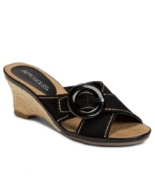 A marvelous spring slide. Crisscross straps, a decorative ring and a rope-wrapped heel make Aerosoles' Citizen wedges a fashionable statement. Flexible rubber sole with diamond pattern for the best comfort there is. A marvelous spring slide. Crisscross straps, a decorative ring and a rope-wrapped heel make Aerosoles' Citizen wedges a fashionable statement. Flexible rubber sole with diamond pattern for the best comfort there is.