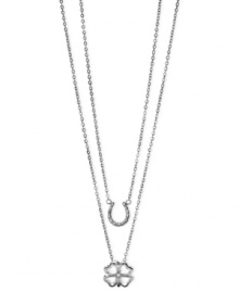 It's your lucky day. Fossil's necklaces, crafted from silver-tone stainless steel, feature a horseshoe pendant and another with a four-leaf clover design to make sure fortune is on your side. Approximate length, horseshoe necklace: 17 inches. Approximate length, clover necklace: 18 inches + 2-inch extender. It's your lucky day. Fossil's necklaces, crafted from silver-tone stainless steel, feature a horseshoe pendant and another with a four-leaf clover design to make sure fortune is on your side. Approximate length, horseshoe necklace: 17 inches. Approximate length, clover necklace: 18 inches + 2-inch extender.