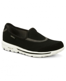 What are you waiting for? Sketchers' Go Walk sneakers are ready to go. The easy slip-on style features a stretch center top panel with a pull on heel design. What are you waiting for? Sketchers' Go Walk sneakers are ready to go. The easy slip-on style features a stretch center top panel with a pull on heel design.