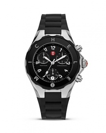 Make a bold, glamorous statement with Michele's jelly bean watch. Styled in sleek black with three-eye functionality. Make a bold, glamorous statement with Michele's jelly bean watch. Styled in sleek black with three-eye functionality.