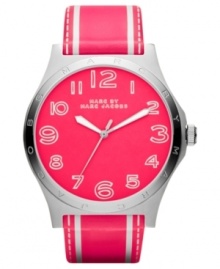 With printed accents, this brightly colored watch from Marc by Marc Jacobs features darling style.