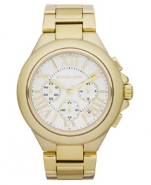 This stolen-from-the-guys design shines with golden tones: a Camille collection watch from Michael Kors.
