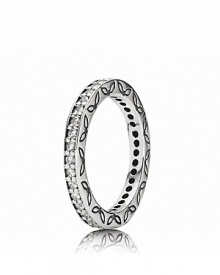 Sparkly and stackable, PANDORA's cubic zirconia eternity ring lights up your collection. Sparkly and stackable, PANDORA's cubic zirconia eternity ring lights up your collection.