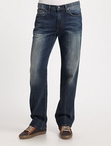 Carefree, relaxed-fit silhouette in a medium wash and light fading for a well-worn finish.Five-pocket styleZip flyInseam, about 3498% cotton/2% elastaneMachine washImported Carefree, relaxed-fit silhouette in a medium wash and light fading for a well-worn finish.Five-pocket styleZip flyInseam, about 3498% cotton/2% elastaneMachine washImported