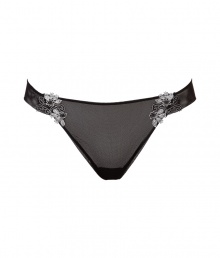 Luxurious string in a fine synthetic blend - elegant in black and ecru - particularly comfortable thanks to the stretch content - fashionable, sits on your hip with a moderately wide waistband - posh lace insert - perfect, snug fit - stylish, sexy, seductive - fits under (almost) all outfits