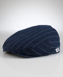 Rendered in luxurious pinstriped cotton, the Estate driving cap lends handsome polish to any outfit. Rendered in luxurious pinstriped cotton, the Estate driving cap lends handsome polish to any outfit.