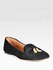 Lush pony hair adds texture to this classic staple, topped off with gleaming metal tassels. Pony hair upper with suede-trimmed goldtone metal tasselsLeather lining and solePadded insoleMade in Italy Lush pony hair adds texture to this classic staple, topped off with gleaming metal tassels. Pony hair upper with suede-trimmed goldtone metal tasselsLeather lining and solePadded insoleMade in Italy