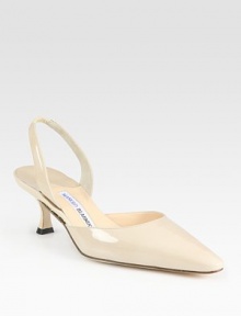 Glossy patent leather with a comfortable slingback and low-cut point toe. Self-covered heel, 2 (50mm)Patent leather upperLeather lining and solePadded insoleMade in Italy Glossy patent leather with a comfortable slingback and low-cut point toe. Self-covered heel, 2 (50mm)Patent leather upperLeather lining and solePadded insoleMade in Italy