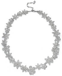 Grow your style to great heights. Charter Club's garden-inspired necklace features pave-set glass flowers set in silver tone mixed metal. Approximate length: 17 inches + 3-inch extender. Grow your style to great heights. Charter Club's garden-inspired necklace features pave-set glass flowers set in silver tone mixed metal. Approximate length: 17 inches + 3-inch extender.