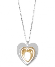 Even more to love. Robert Lee Morris' silver-plated necklace features a double heart pendant crafted from silver-tone and gold-tone metal for a stylish look. Approximate length: 32 inches + 3-inch extender. Approximate drop: 2-3/4 inches. Even more to love. Robert Lee Morris' silver-plated necklace features a double heart pendant crafted from silver-tone and gold-tone metal for a stylish look. Approximate length: 32 inches + 3-inch extender. Approximate drop: 2-3/4 inches.