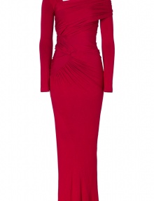 An asymmetric neckline and a dramatic floor-sweeping length lend timeless glamour to this gown from Donna Karan - Asymmetric neckline with exposed shoulder and draped overlay, long sleeves, draped panel at waist, maxi length - Fitted silhouette - Wear with strappy sandals and a classic clutch An asymmetric neckline and a dramatic floor-sweeping length lend timeless glamour to this gown from Donna Karan - Asymmetric neckline with exposed shoulder and draped overlay, long sleeves, draped panel at waist, maxi length - Fitted silhouette - Wear with strappy sandals and a classic clutch